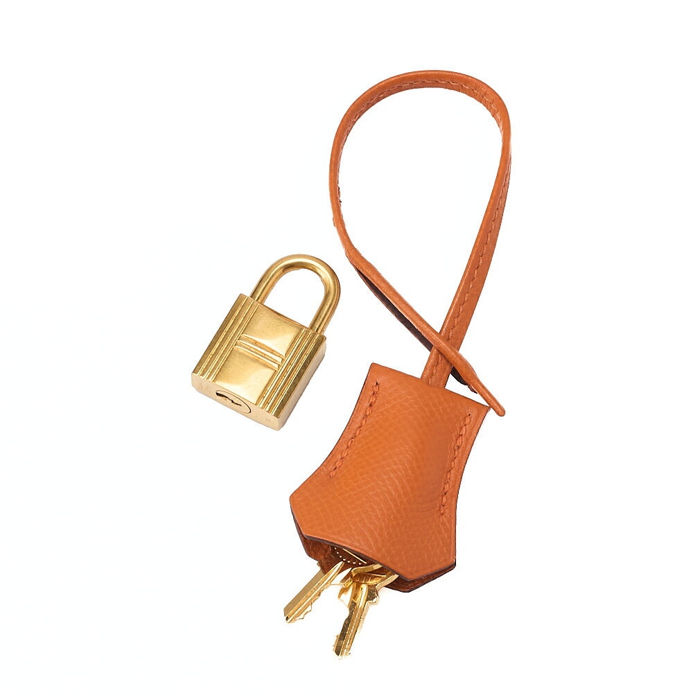 HERMES Birkin 30 Handbag Epson Orange Gold-Tone Hardware, Pre-Owned