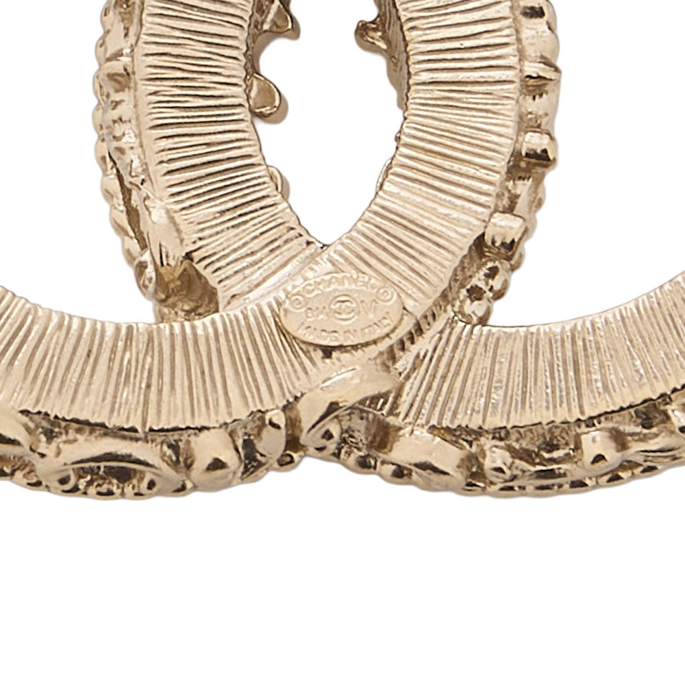 CHANEL Coco Mark 14V Brooch GP x Enamel Black x Champagne Gold-Tone Hardware, Pre-Owned