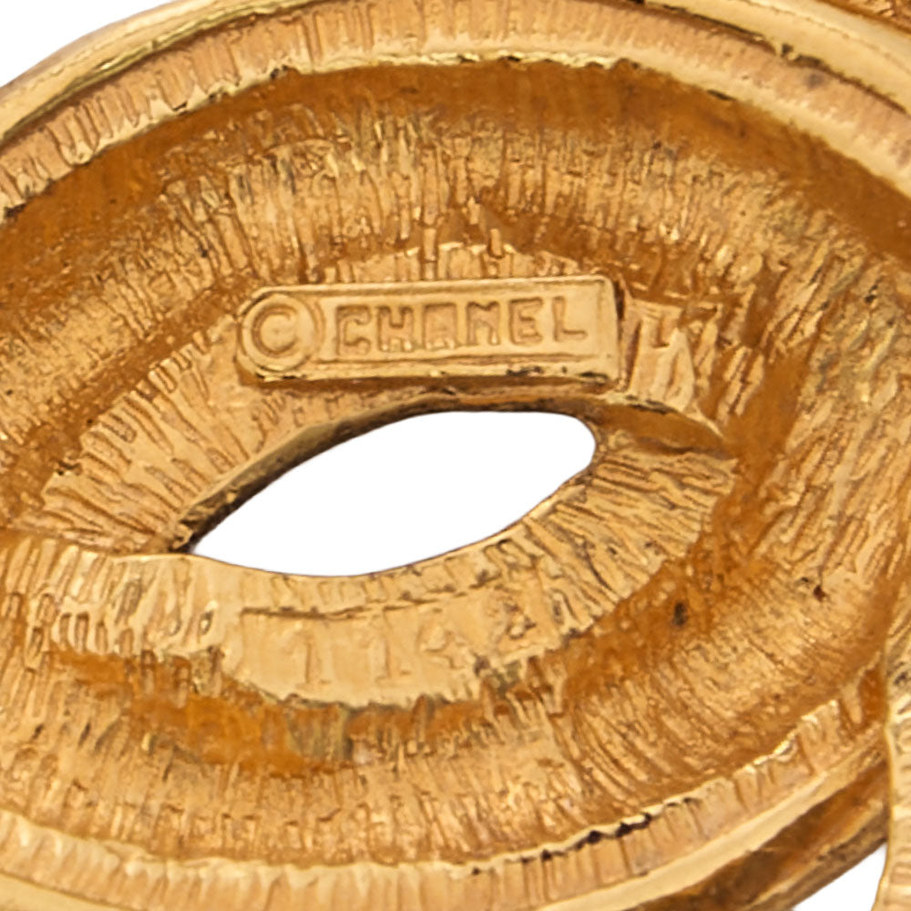 CHANEL Cocomark Matelasse Brooch GP (Gold Plated) Gold-Tone Hardware, Pre-Owned