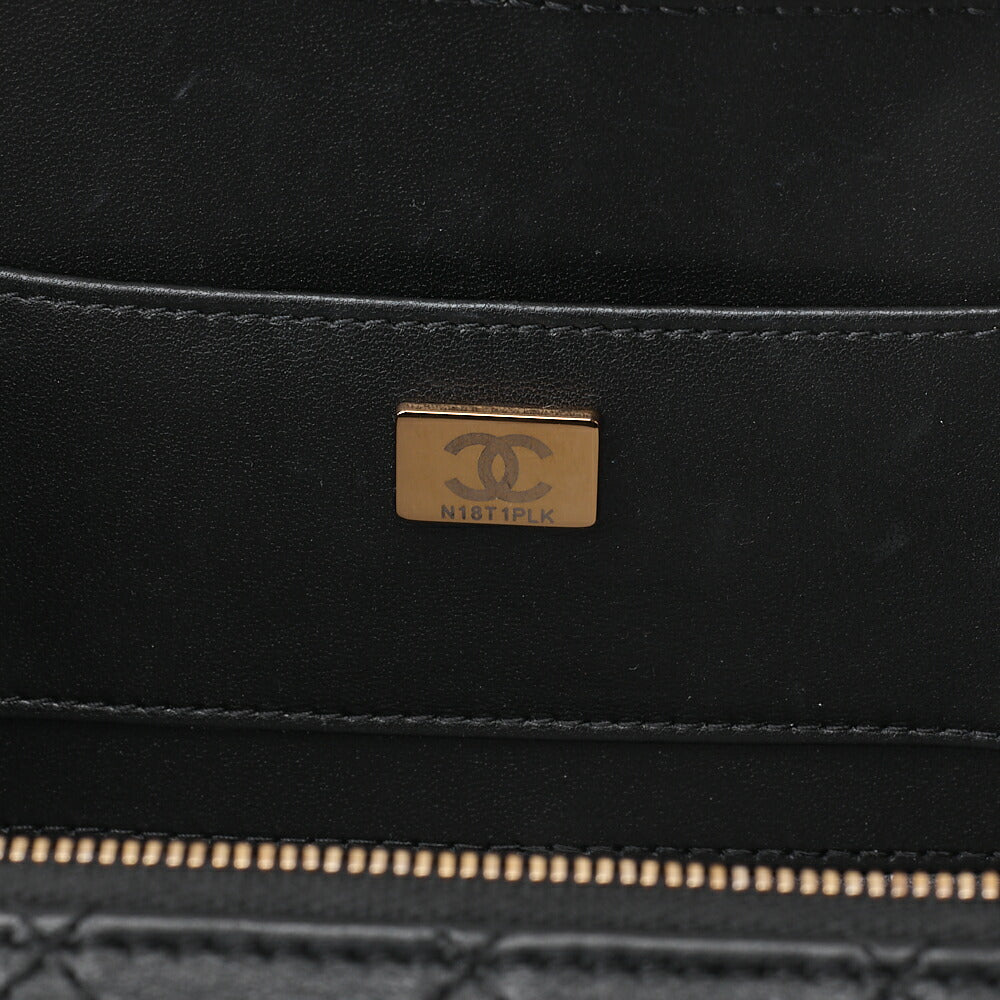 CHANEL Chain Shoulder Bag Matelasse Camera Bag Lambskin Black Gold-Tone Hardware, Pre-Owned