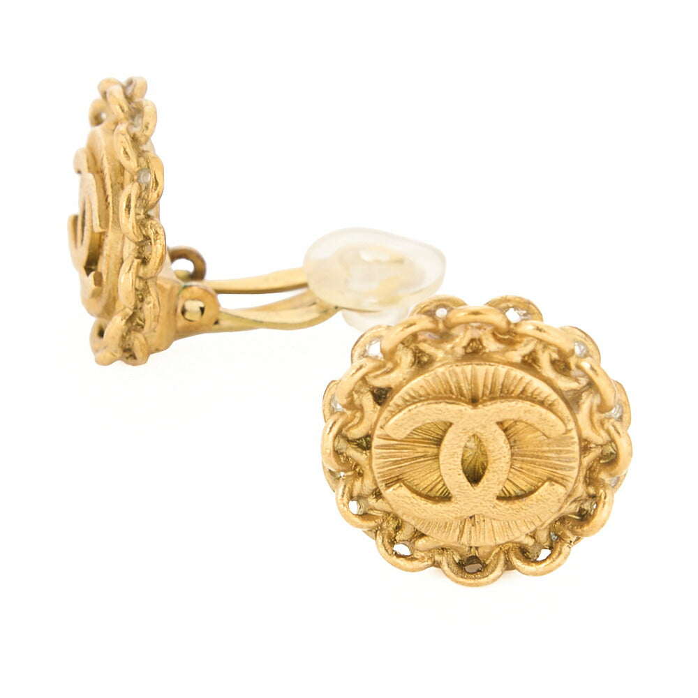 CHANEL Coco Mark Earrings 95P GP Gold Gold Plated-Tone Hardware, Pre-Owned