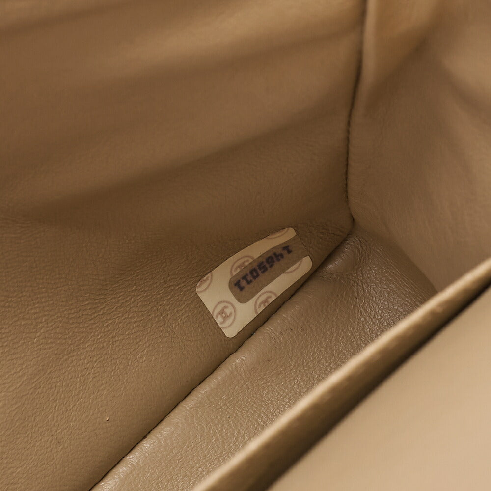 CHANEL Lambskin Matelasse 25cm Double Flap Chain Shoulder Beige Gold-Tone Hardware, Pre-Owned