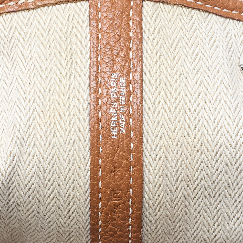 HERMES Garden Party PM Tote Bag Negonda Gold Silver-Tone Hardware, Pre-Owned