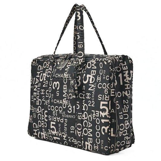 CHANEL Canvas Bi-See Large Size Tote Bag Black X White Silver-Tone Hardware, Pre-Owned