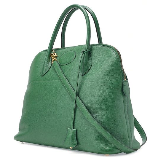HERMES Boride 35 Kushbel 2WAY Handbag Green Gold-Tone Hardware, Pre-Owned