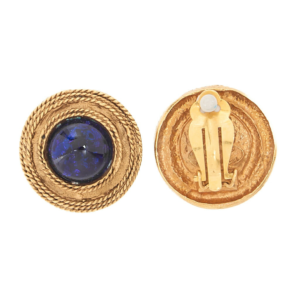 CHANEL Chanel Earrings 25 Colorstone x GP Navy Gold-Tone Hardware, Pre-Owned
