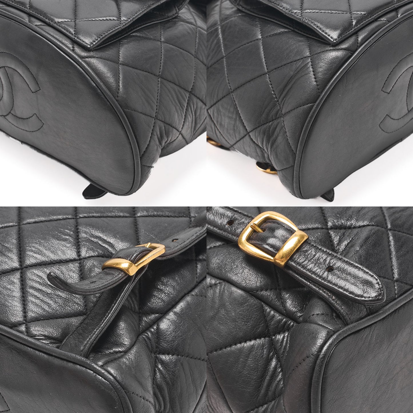 CHANEL Matlasse W Turnlock Chain Backpack Lambskin Black Gold-Tone Hardware, Pre-Owned