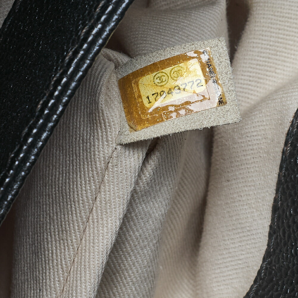 CHANEL キャビアスキン ココマーク チェーン トートバッグ ブラック シルバー金具 中古品