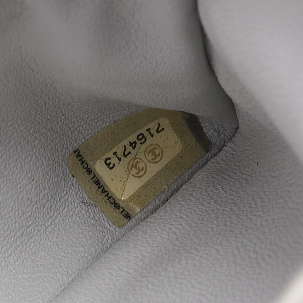 シャネル Choco Bar 2.55 ターンロックウッドハンドバッグ サテン シルバー シルバー金具 中古