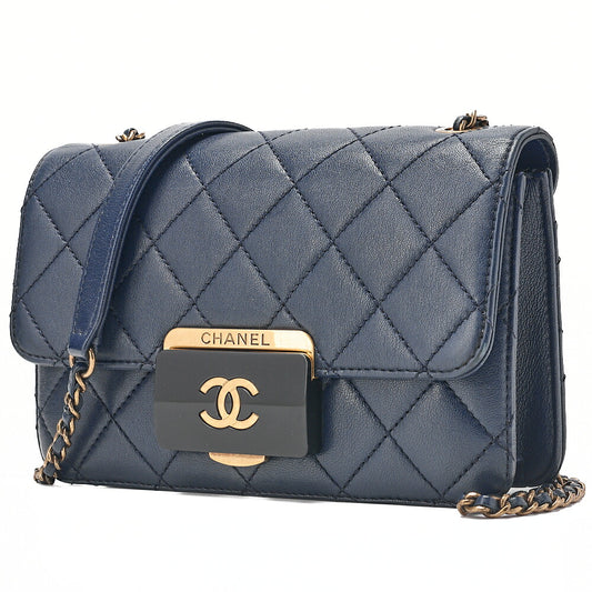CHANEL Matlasse Beauty Rock Chain Shoulder Lambskin Navy Gold-Tone Hardware, Pre-Owned