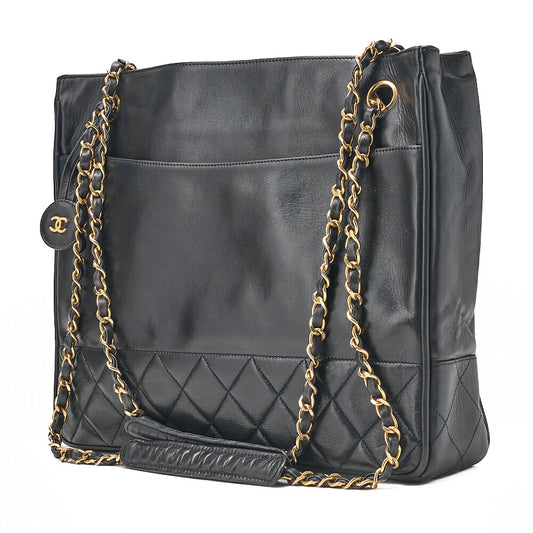 CHANEL Matelasse with Pull Charm Double Chain Shoulder Lambskin Navy Gold-Tone Hardware, Pre-Owned