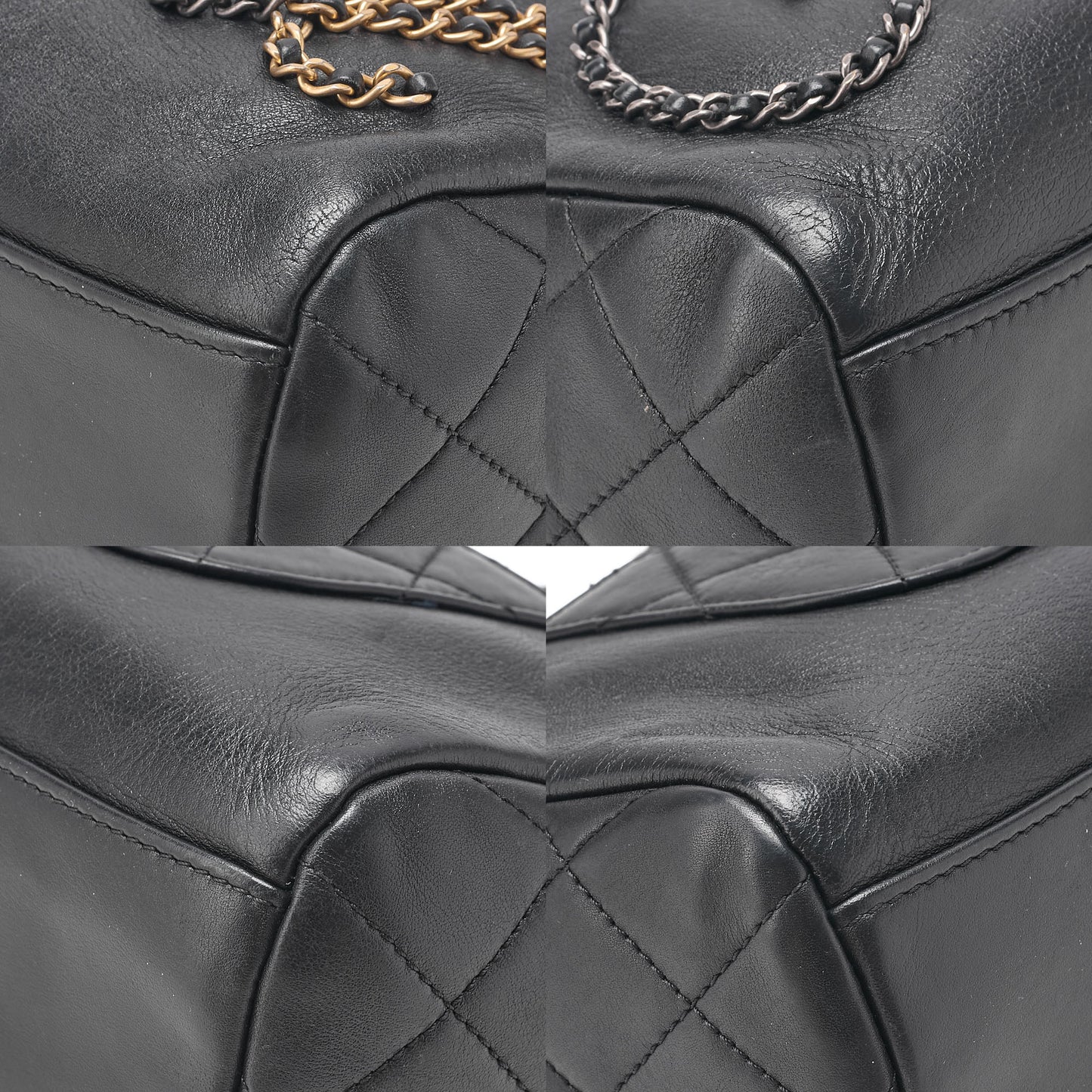 CHANEL Shoulder Bag Logo with Coco Charm 2way Lambskin Black Gold x Silver-Tone Hardware, Pre-Owned