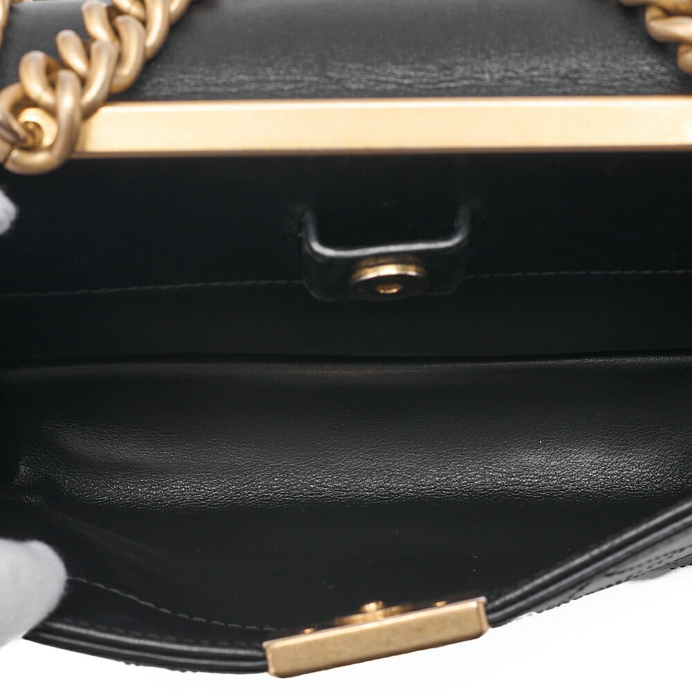 CHANEL Calfskin Matelasse Coco Mark & Logo Mark 2way Handbag Black Gold-Tone Hardware, Pre-Owned