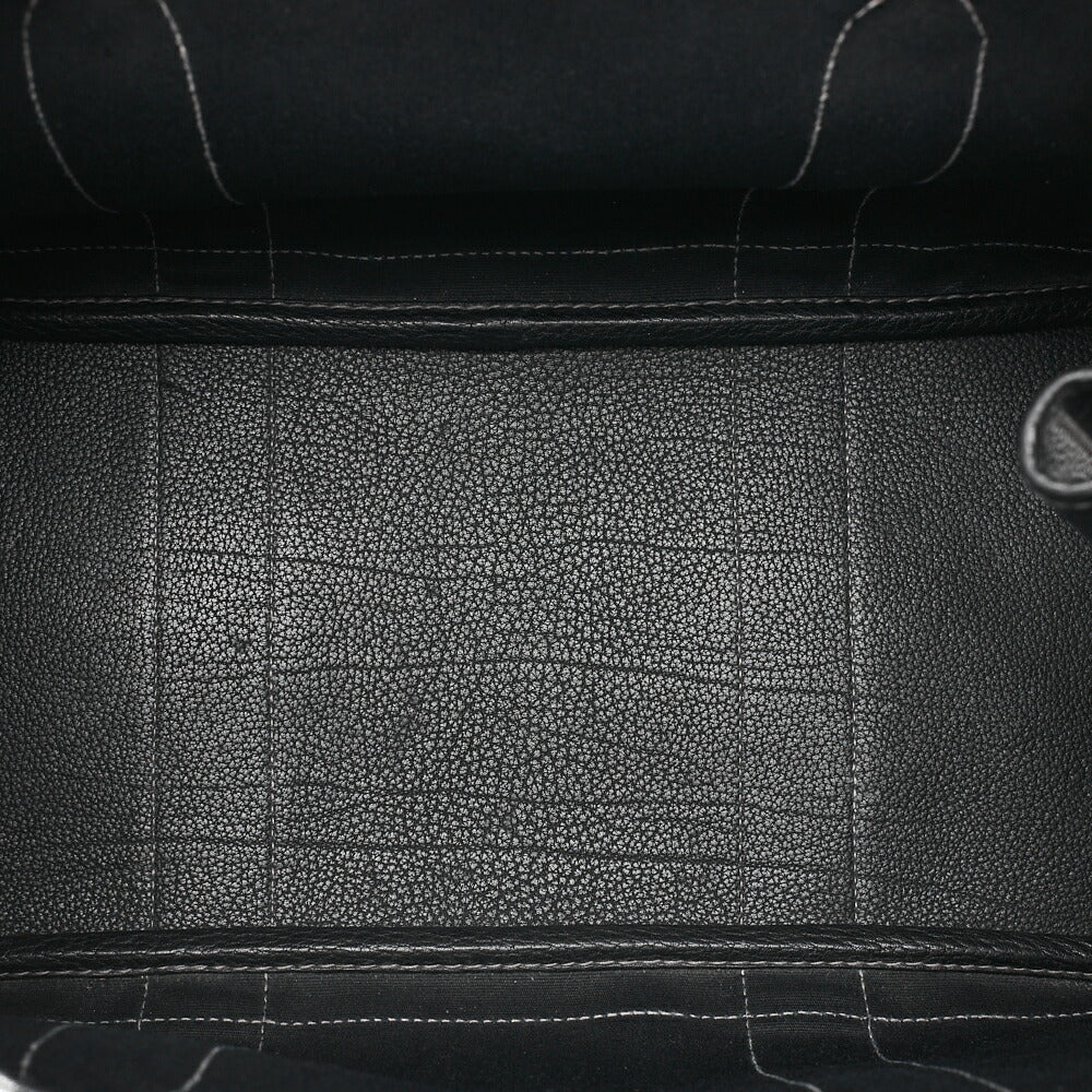 HERMES エルメス ガーデンパーティPM ハンドバッグ トワルオフィシエ ブラック シルバー金具 中古