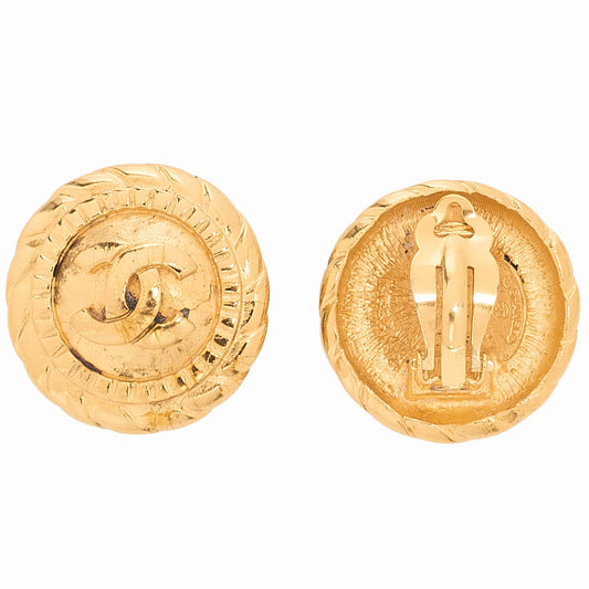 CHANEL Circle Coco Mark Earrings GP Gold (Gold Plated)Gold-Tone Hardware, Pre-Owned
