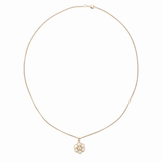 CHANEL Coco Mark B15B Necklace GP x Faux Pearl Champagne Gold (Gold Plating) Gold-Tone Hardware, Pre-Owned