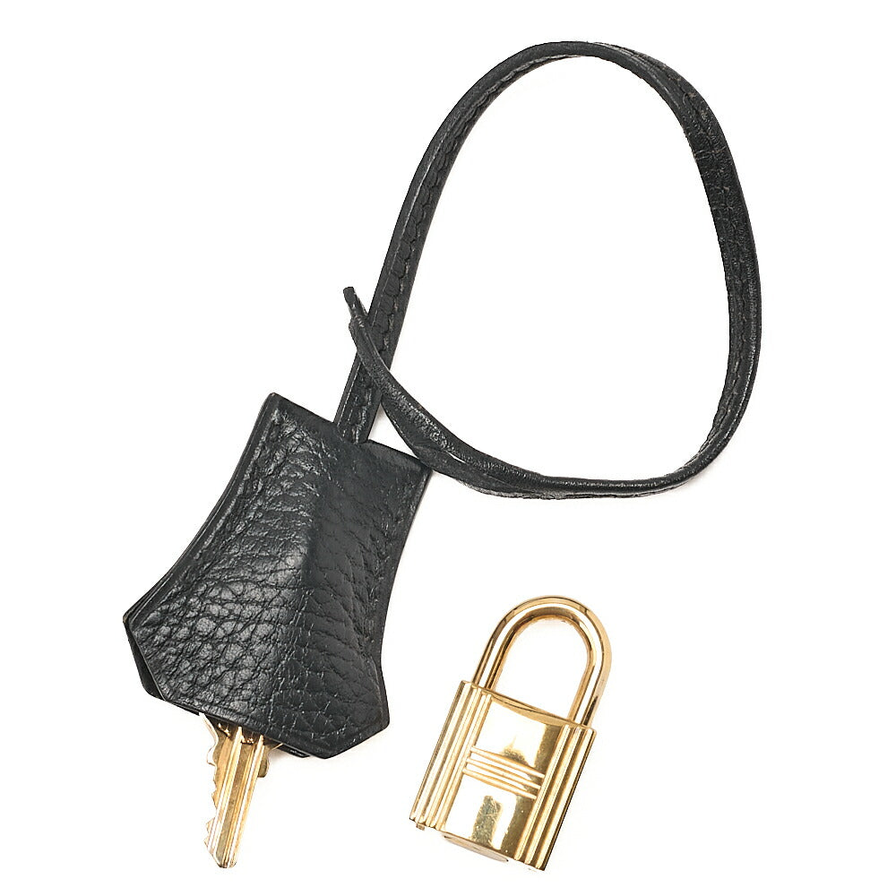 HERMES エルメス ケリー32 アルデンヌ 外縫い ハンドバッグ ブラック ゴールド金具, 中古品