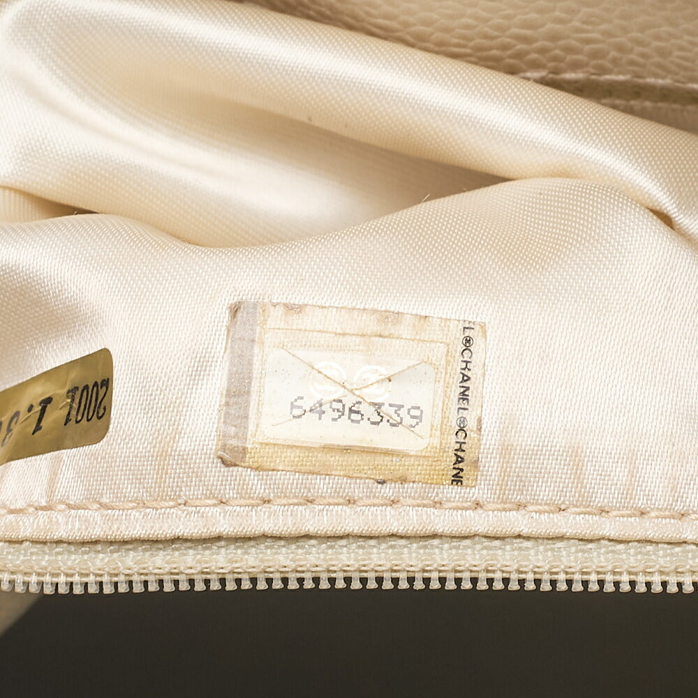 CHANEL Tote Bag Matelasse Turn Rock Bicolore Caviar Skin Ivory Gold-Tone Hardware, Pre-Owned