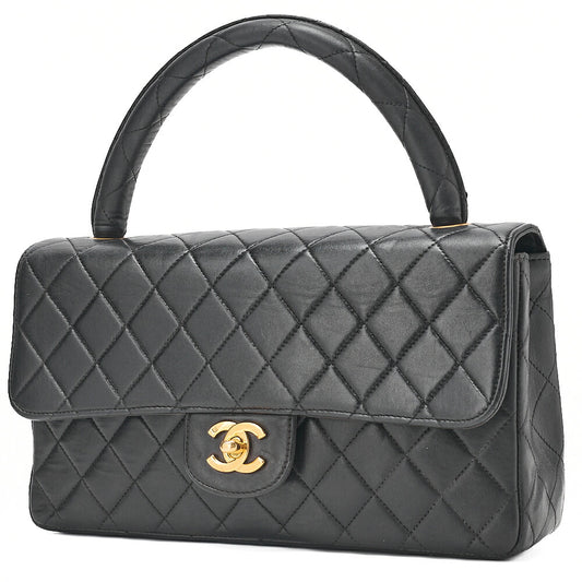 CHANEL Handbag Matelasse Parent-Child Bag Parents Only Lambskin Black Gold-Tone Hardware, Pre-Owned