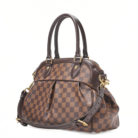 LOUIS VUITTON Louis Vuitton Damier Trevy PM Handbag N51997 Damier Ebene Brown Gold-Tone Hardware, Pre-Owned