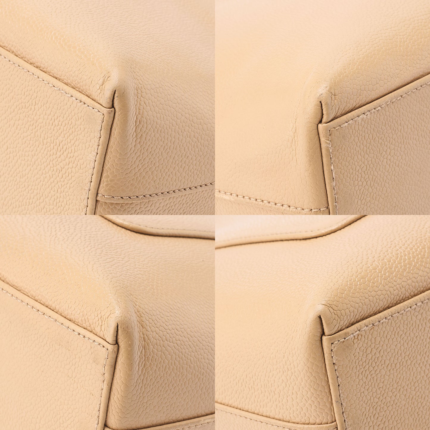 CHANEL Coco Mark 2.55 Chain Shoulder Caviar Skin Beige Silver-Tone Hardware, Pre-Owned