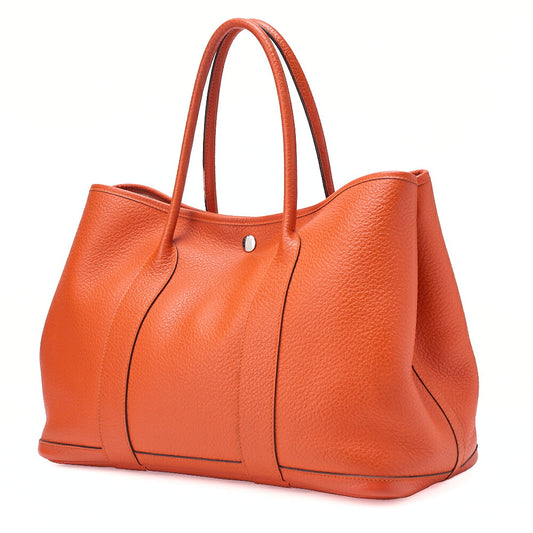 HERMES エルメス ガーデンパーティPM ネゴンダ トートバッグ オレンジポピー シルバー金具 中古品