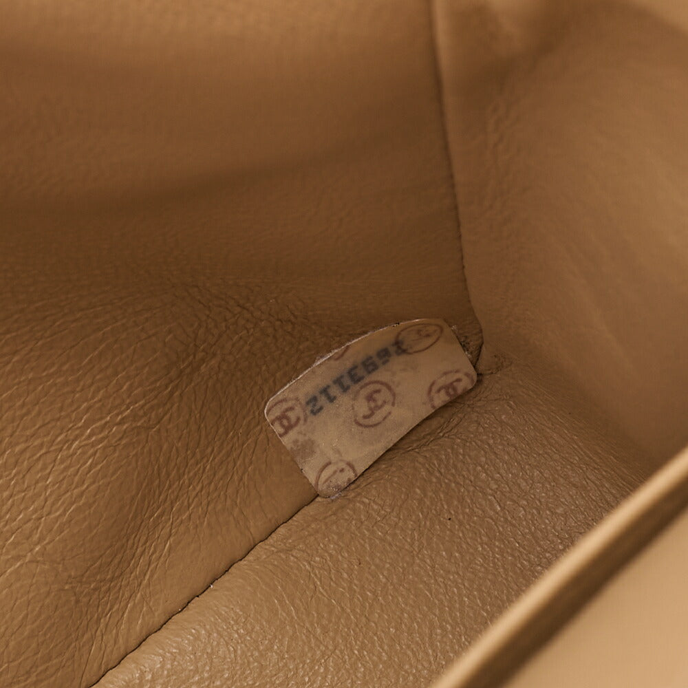 CHANEL Lambskin Matelasse Double Flap 25 Chain Shoulder Beige Gold -Tone Hardware, Pre-Owned