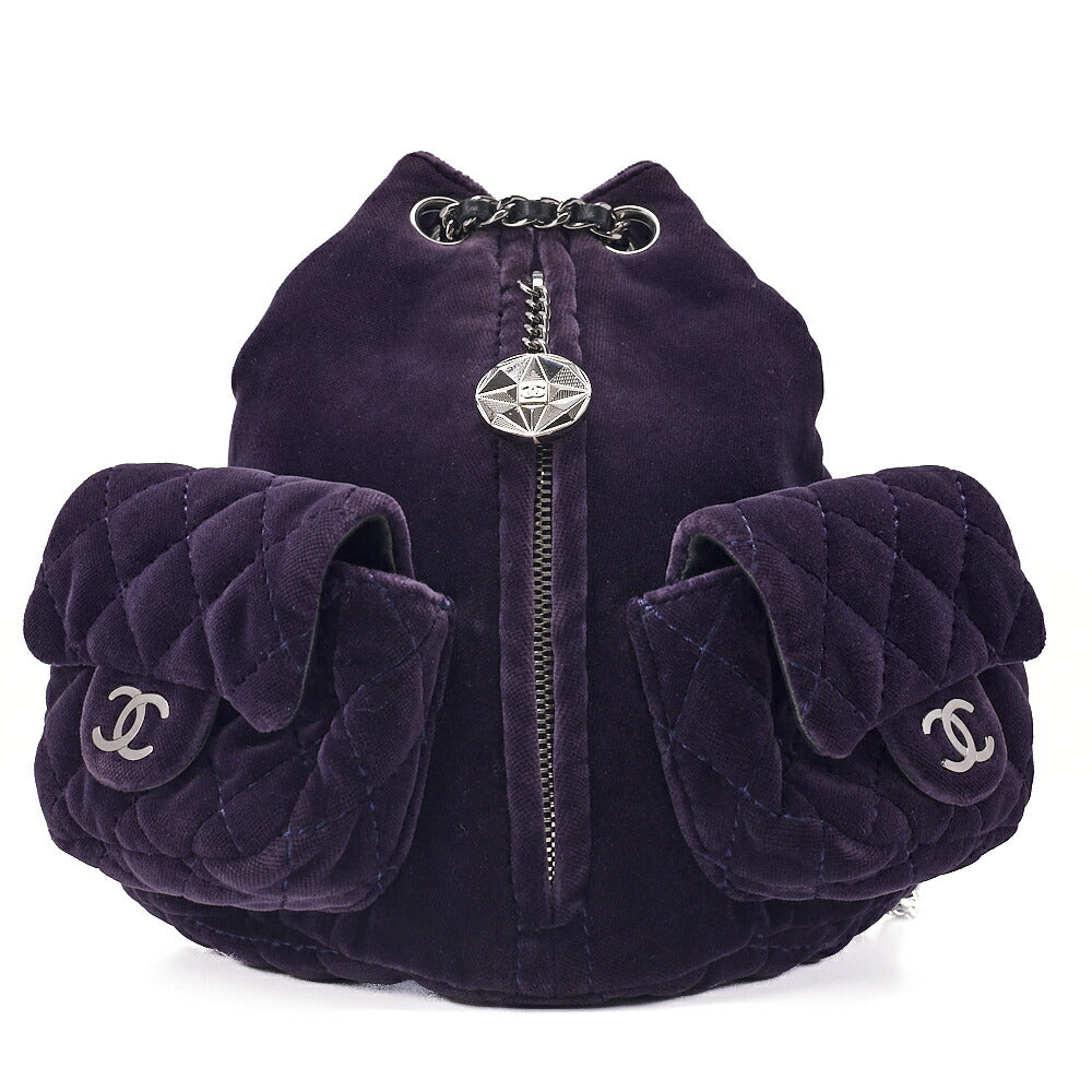 CHANEL Velvet Matelasse Mini Chain Backpack Purple Silver-Tone Hardwar – Vintage La Charme