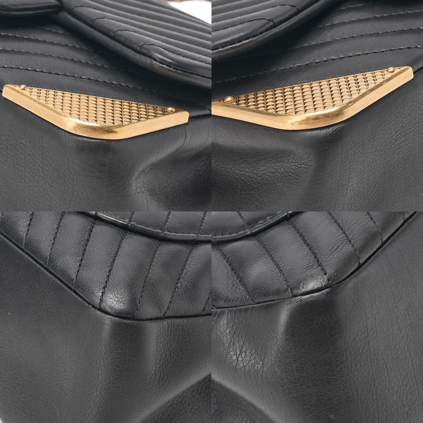 CHANEL Lambskin V-Stitch Turn Lock Chain Shoulder Black Gold-Tone Hardware, Pre-Owned