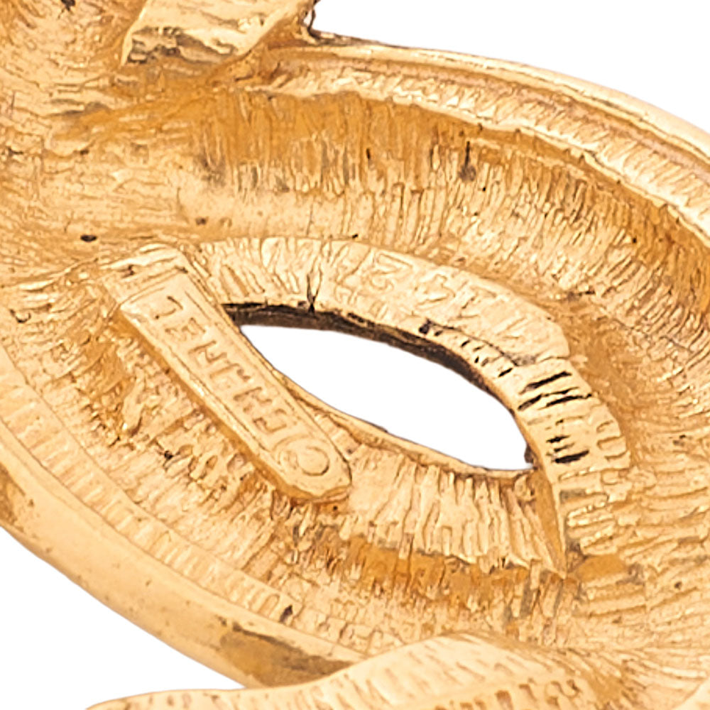 CHANEL Coco Mark Matelasse Brooch GP (Gold Plated) Gold-Tone Hardware, Pre-Owned