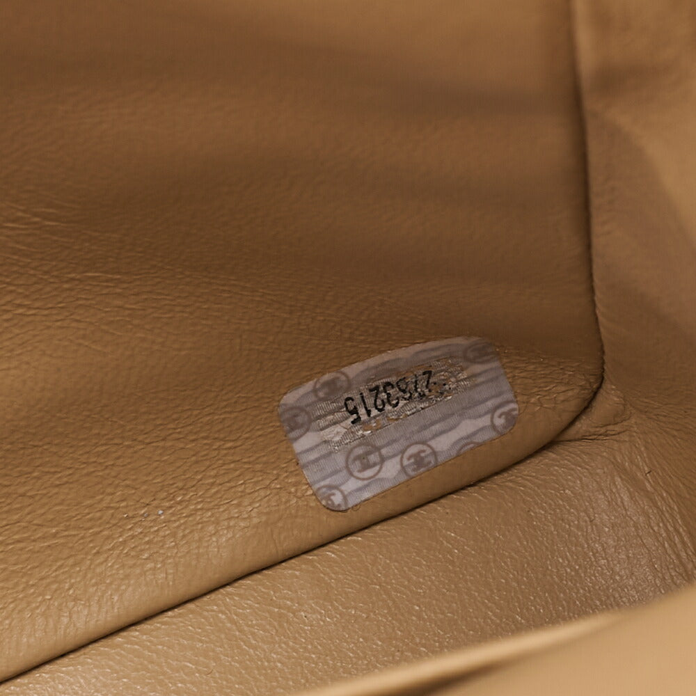 CHANEL Lambskin Matelasse 25cm Double Flap Chain Shoulder Beige Gold-Tone Hardware, Pre-Owned