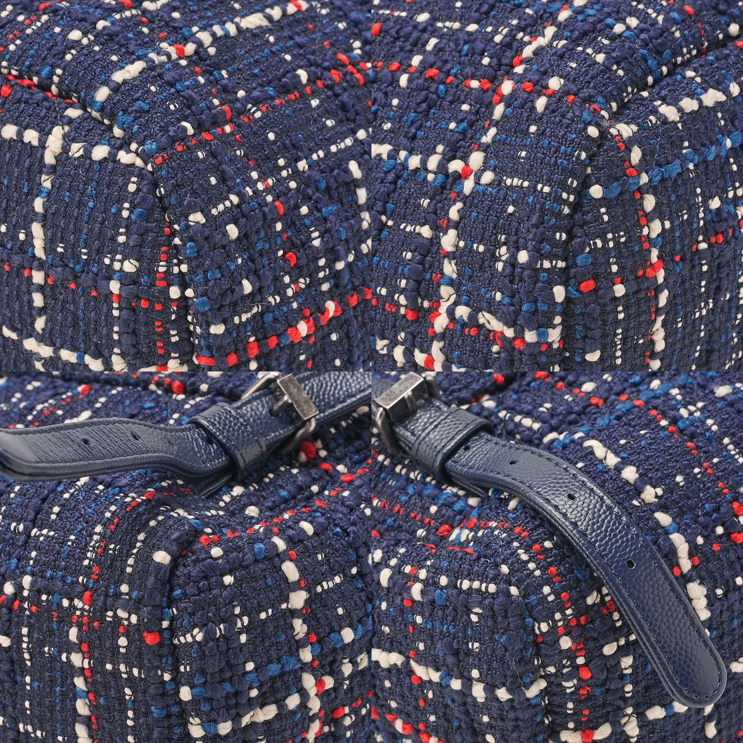 CHANEL Caviar Skin x Tweed Turn Lock Chain Backpack Navy x Multicolor Silver-Tone Hardware, Pre-Owned