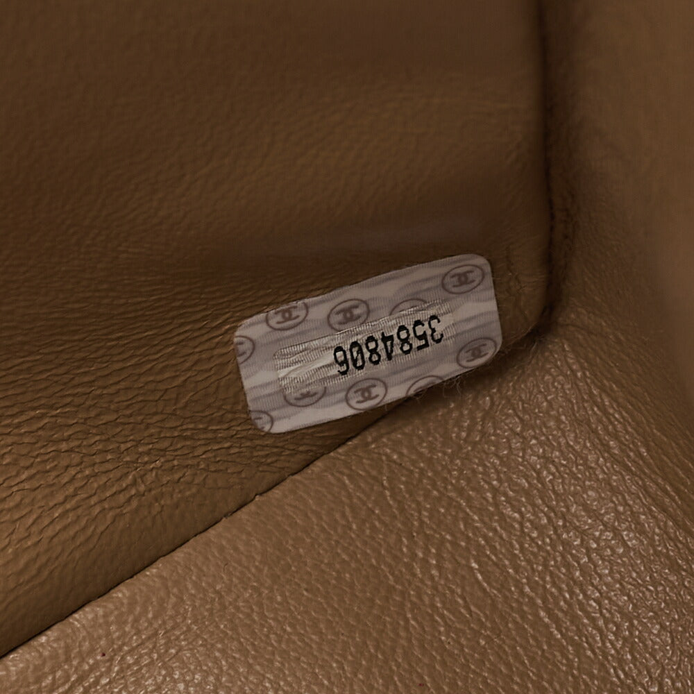 CHANEL Deka Matelasse 30 Single Chain Shoulder Bag Lambskin Beige Gold-Tone Hardware, Pre-Owned