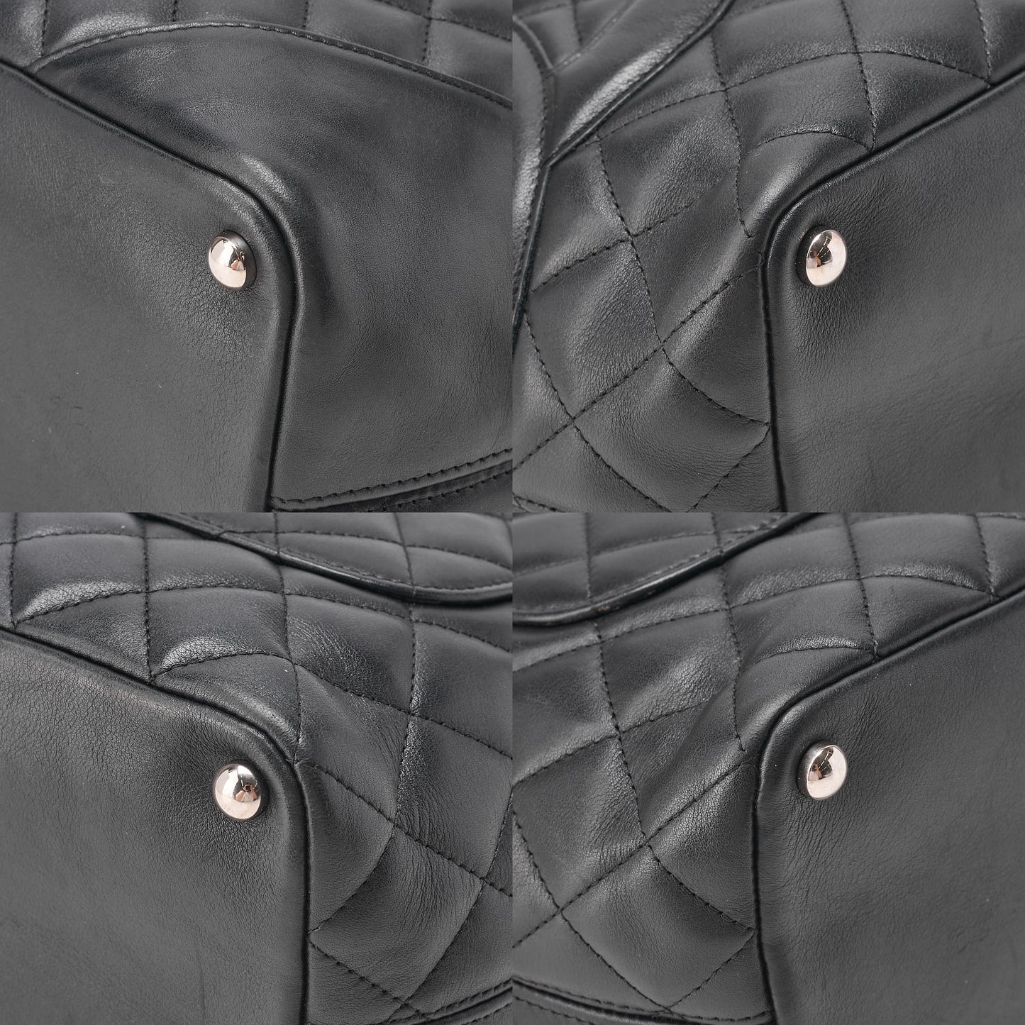 CHANEL Cambonline Matelasse Medium Calf Leather Black Tote Bag Silver-Tone Hardware, Pre-Owned