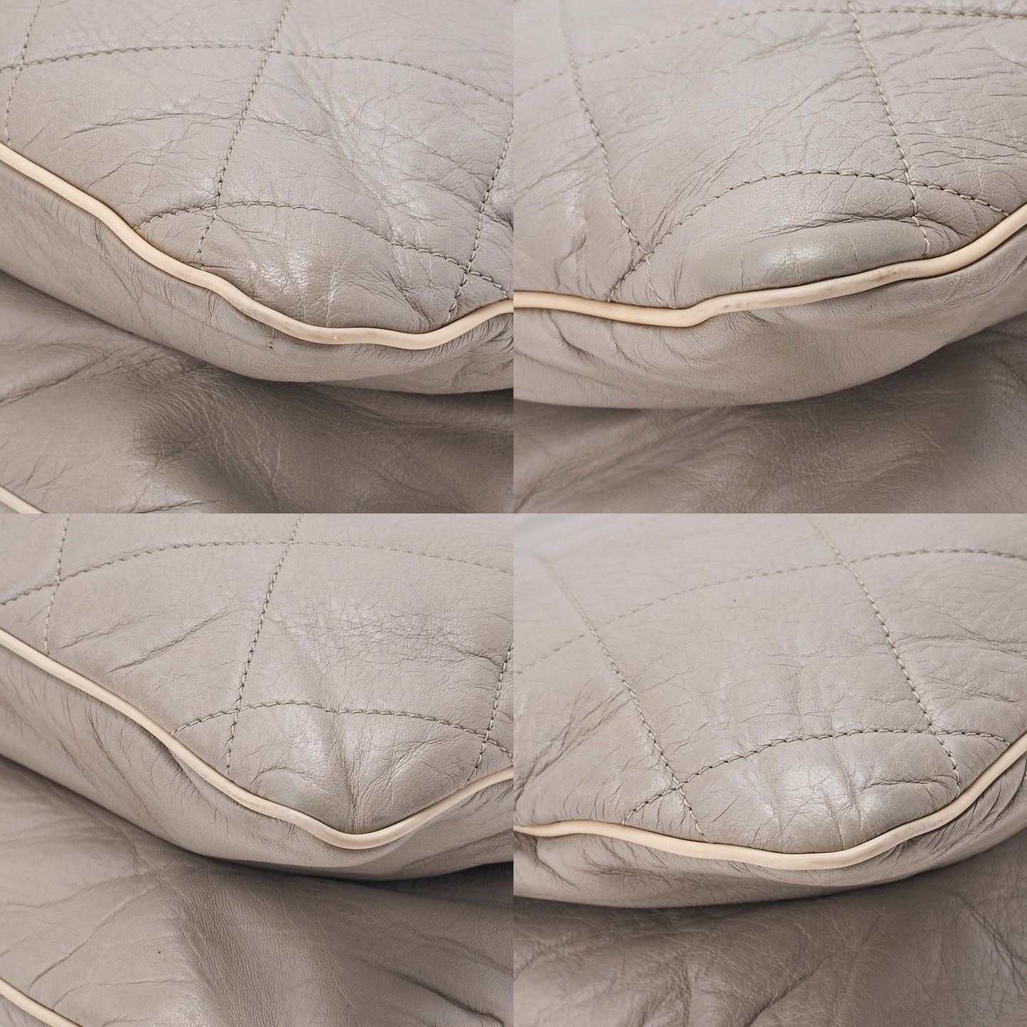 CHANEL Matelasse 2.55 Lock Chain Shoulder Lambskin Gray Silver-Tone Hardware, Pre-Owned
