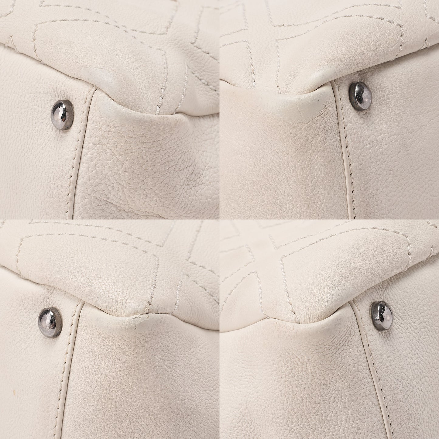 CHANEL Shoulder Bag Matelasse Double Stitch Dekakoko Leather Ivory Silver-Tone Hardware, Pre-Owned