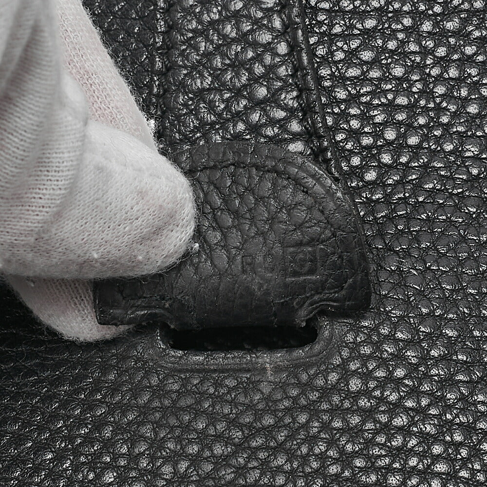 HERMES Herm?s Evelyn 1PM Taurillon Clemence Shoulder Bag Black Silver-Tone Hardware, Pre-Owned