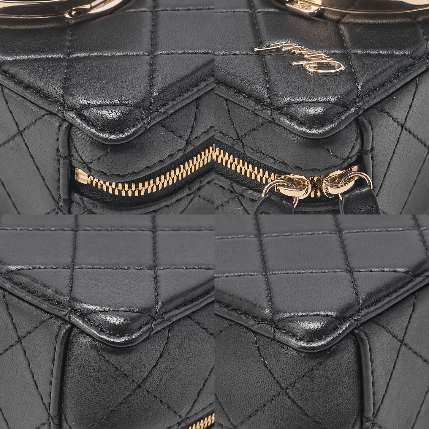 CHANEL Chain Shoulder Bag Matelasse Camera Bag Lambskin Black Gold-Tone Hardware, Pre-Owned