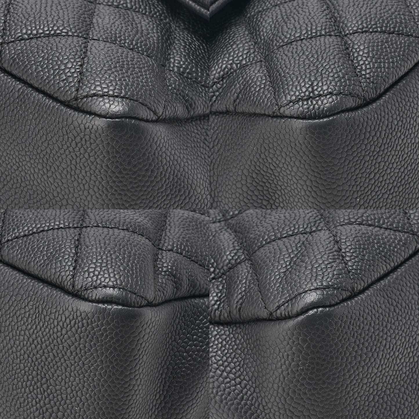 CHANEL Caviar Skin Deka Ma Lass? 30cm Single Flap Chain Shoulder Bag Black Silver-Tone Hardware, Pre-Owned
