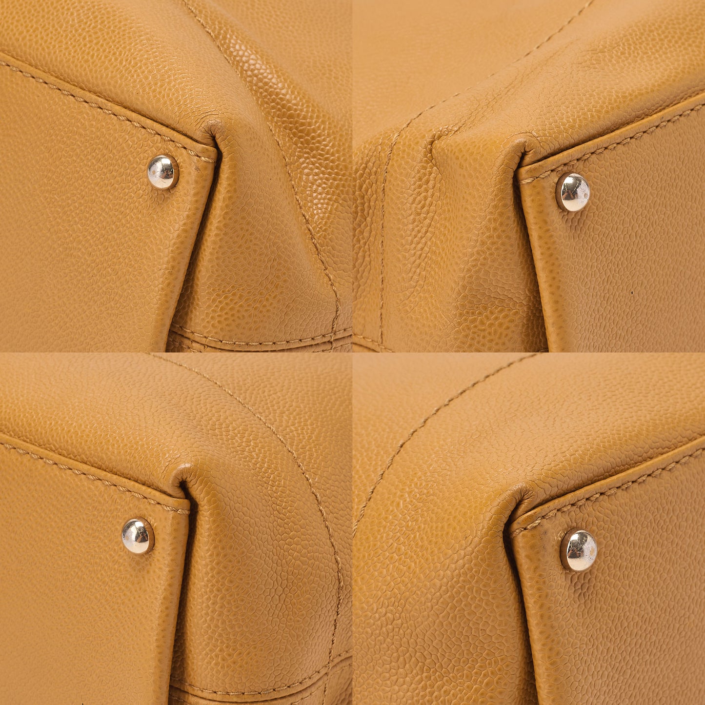 CHANEL Tote Bag Caviar Skin Coco Mark Wood Pattern Drawstring Pouch Gold-Tone Hardware, Pre-Owned