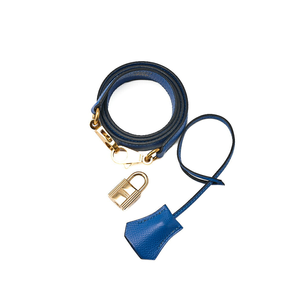 HERMES Herm?s Bolide 31 Handbag Shoulder Bag Cuchebel Blue Gold-Tone Hardware, Pre-Owned