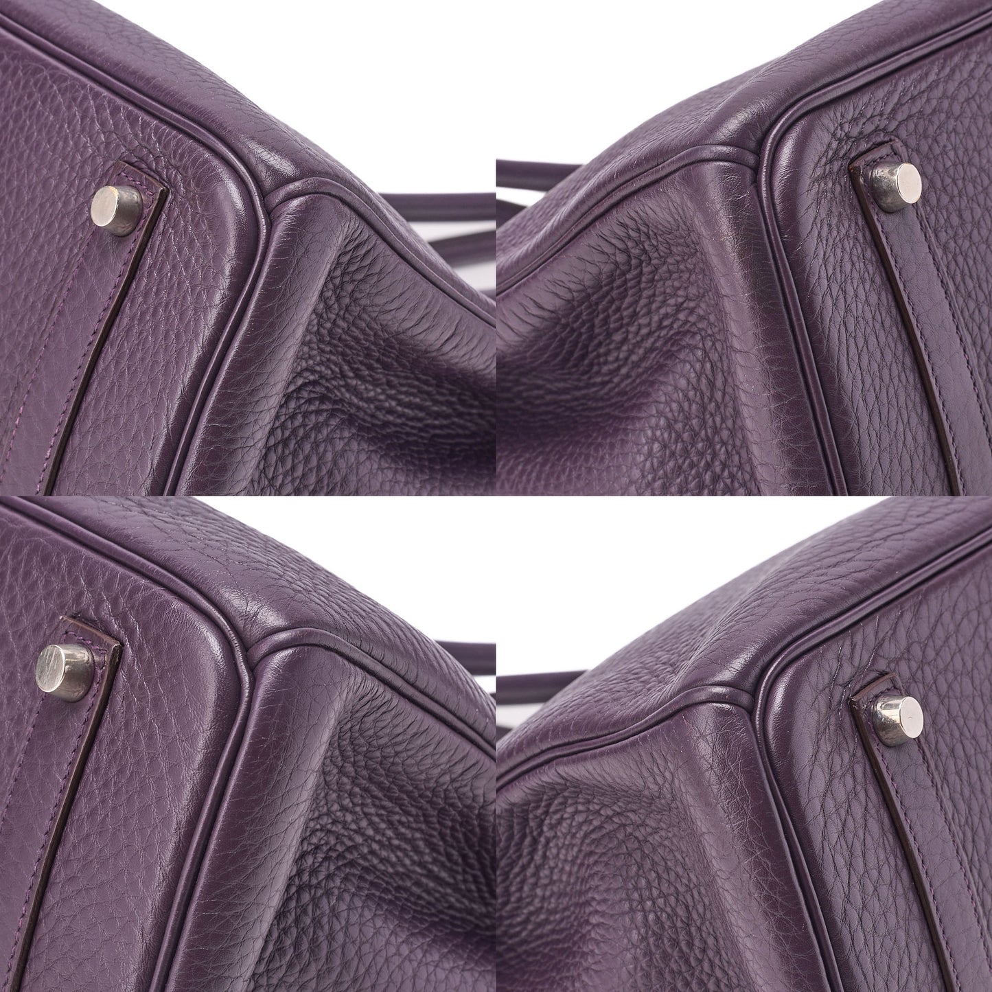 HERMES Herm?s Birkin 35 Handbag Taurillon Clemence Cassis Purple Silver-Tone Hardware, Pre-Owned