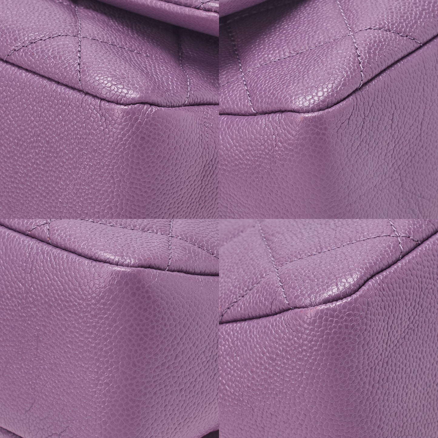 CHANEL Caviar Skin Turn Lock Single Flap Chain Shoulder Purple Gold-Tone Hardware, Pre-Owned