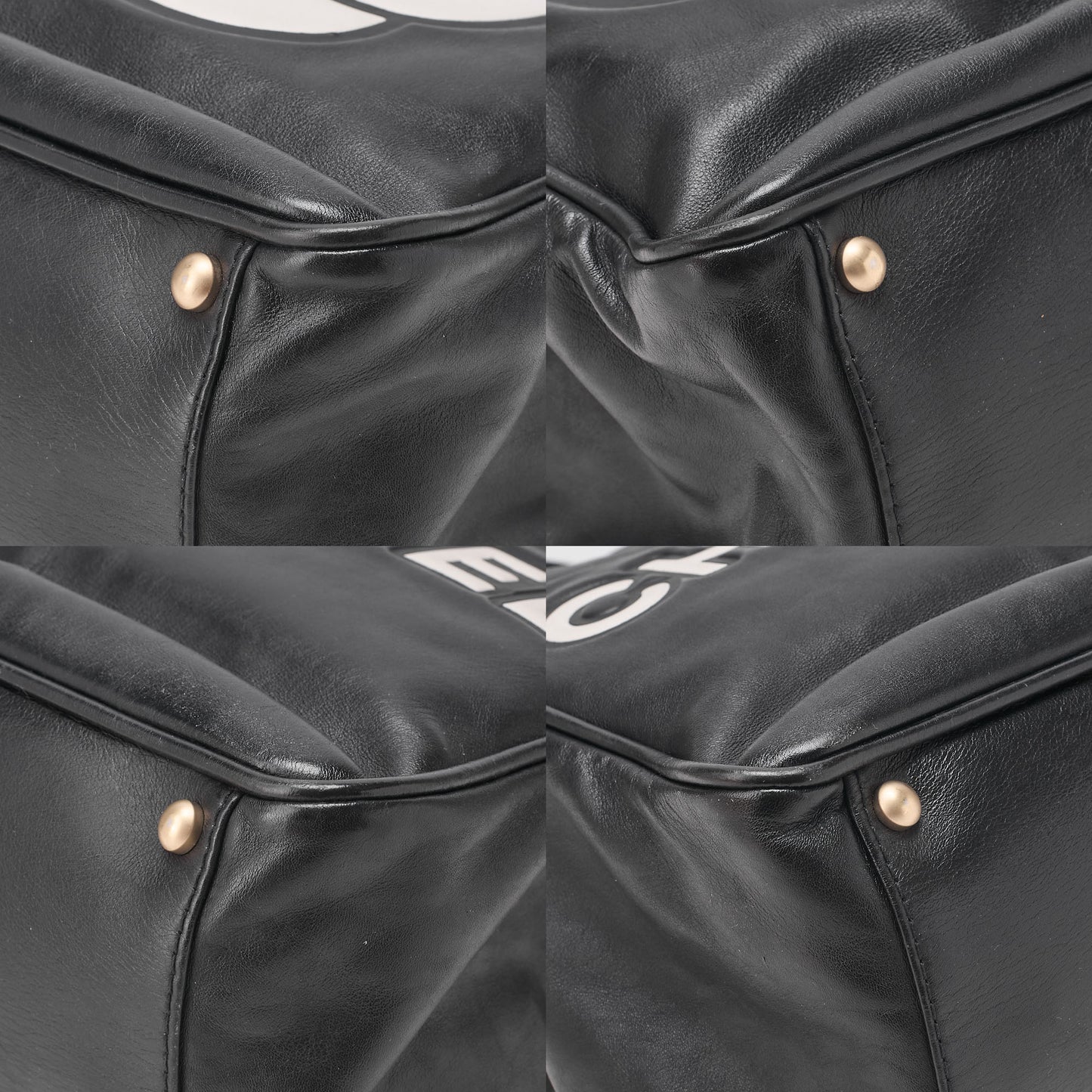 CHANEL Camellia Line Tote Bag Lambskin Black x White Gold-Tone Hardware, Pre-Owned
