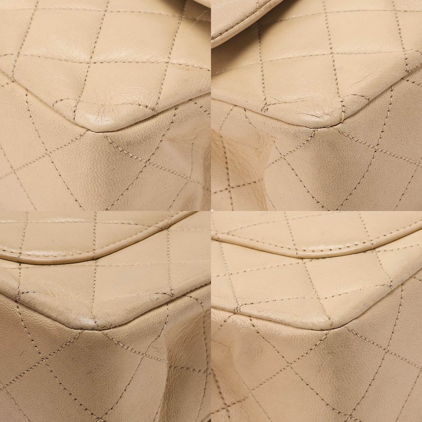 CHANEL Lambskin Matelasse Double Flap 23cm Chain Shoulder Beige Gold-Tone Hardware, Pre-Owned