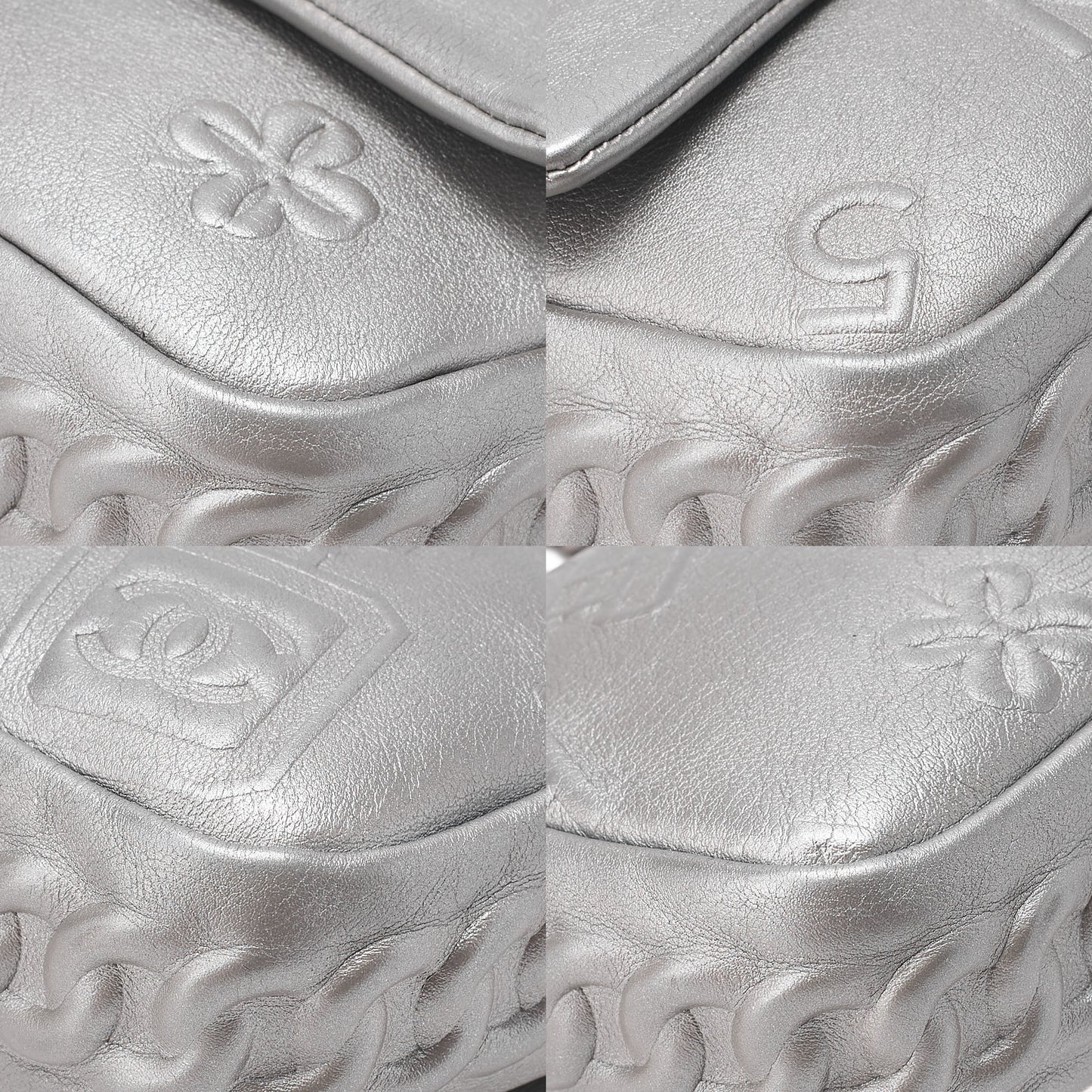 CHANEL Lambskin Iconline Turn Lock Single Flap Chain Shoulder Silver Silver-Tone Hardware, Pre-Owned