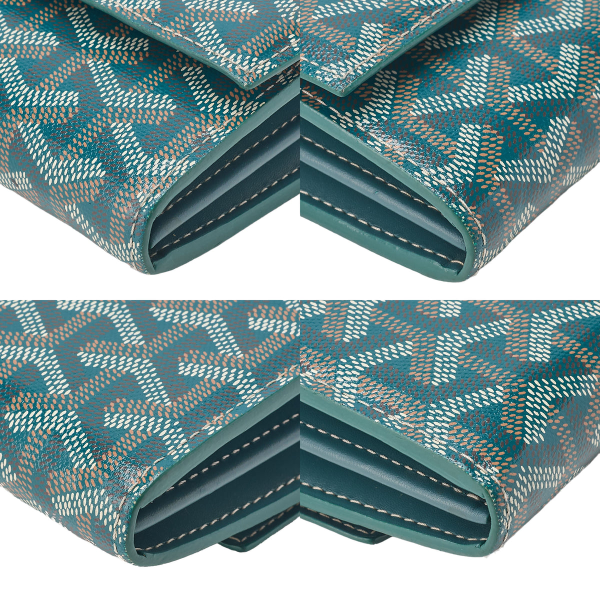 GOYARD Valenne Pouch Wallet Shoulder Bag PVC x Leather Green (Silver-Tone Hardware, Pre-Owned