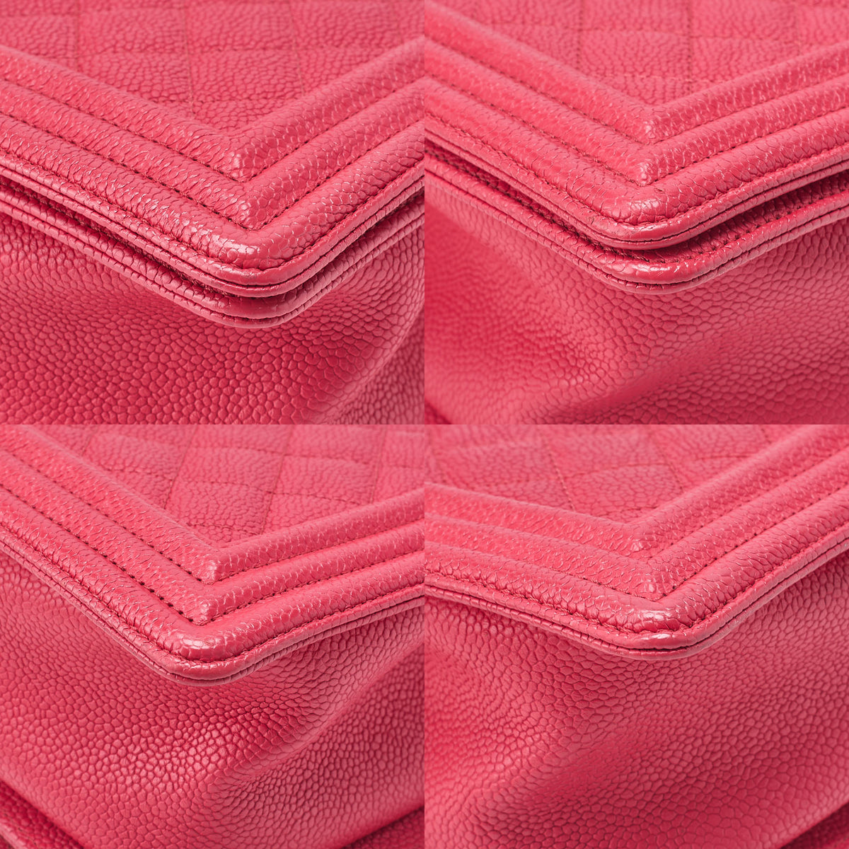 CHANEL Boy Chanel Matelasse Chain Shoulder Caviar Skin Rose Pink (Silver -Tone Hardware, Pre-Owned