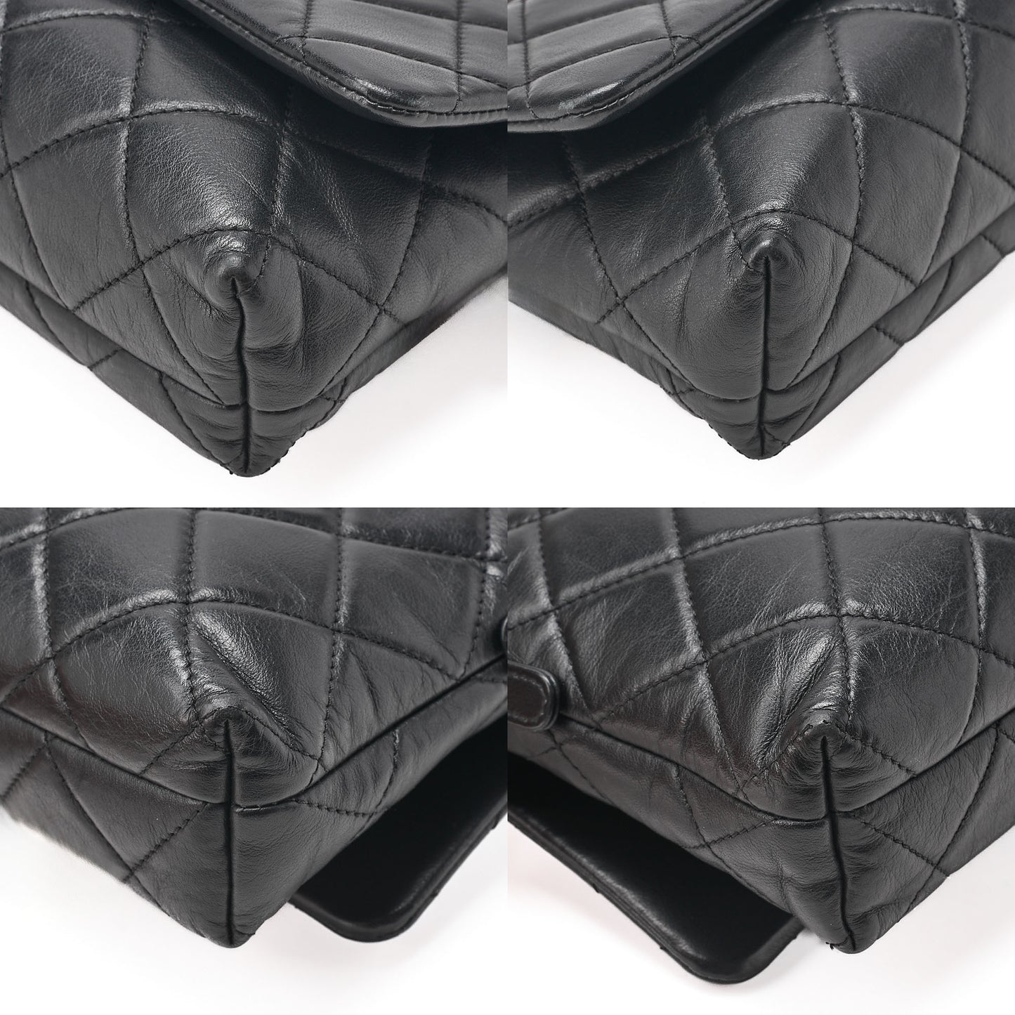 CHANEL Lambskin Matelasse Turn Lock Chain Shoulder Black Silver-Tone Hardware, Pre-Owned