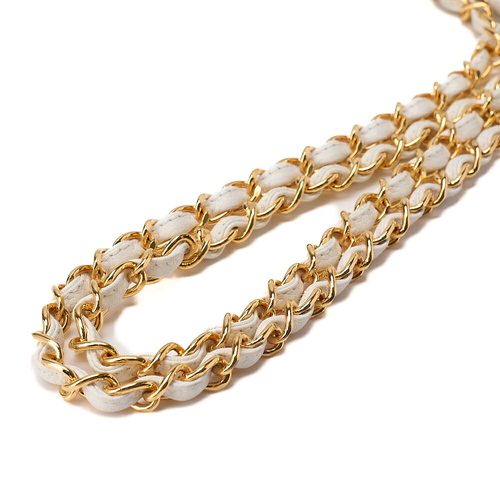CHANEL Matelasse Plate Charm Trapezoidal Chain Shoulder Caviar Skin White Gold-Tone Hardware, Pre-Owned